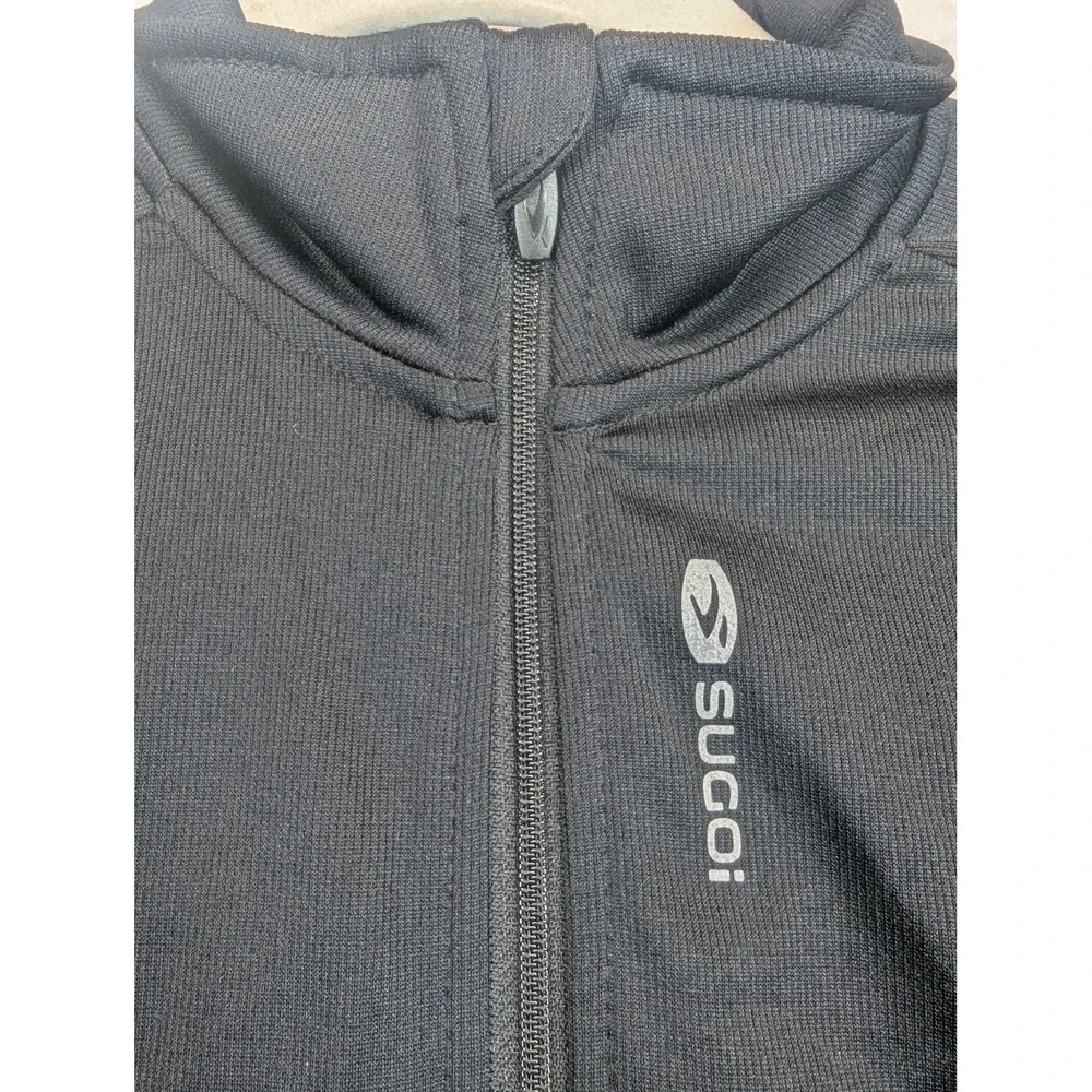 SUGOI Hotshot 3 Cycling Jersey Mens M Full Zip Long Sleeve Blue Black Pockets